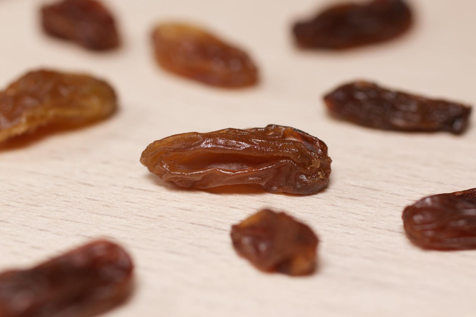 Close view of dried raisins